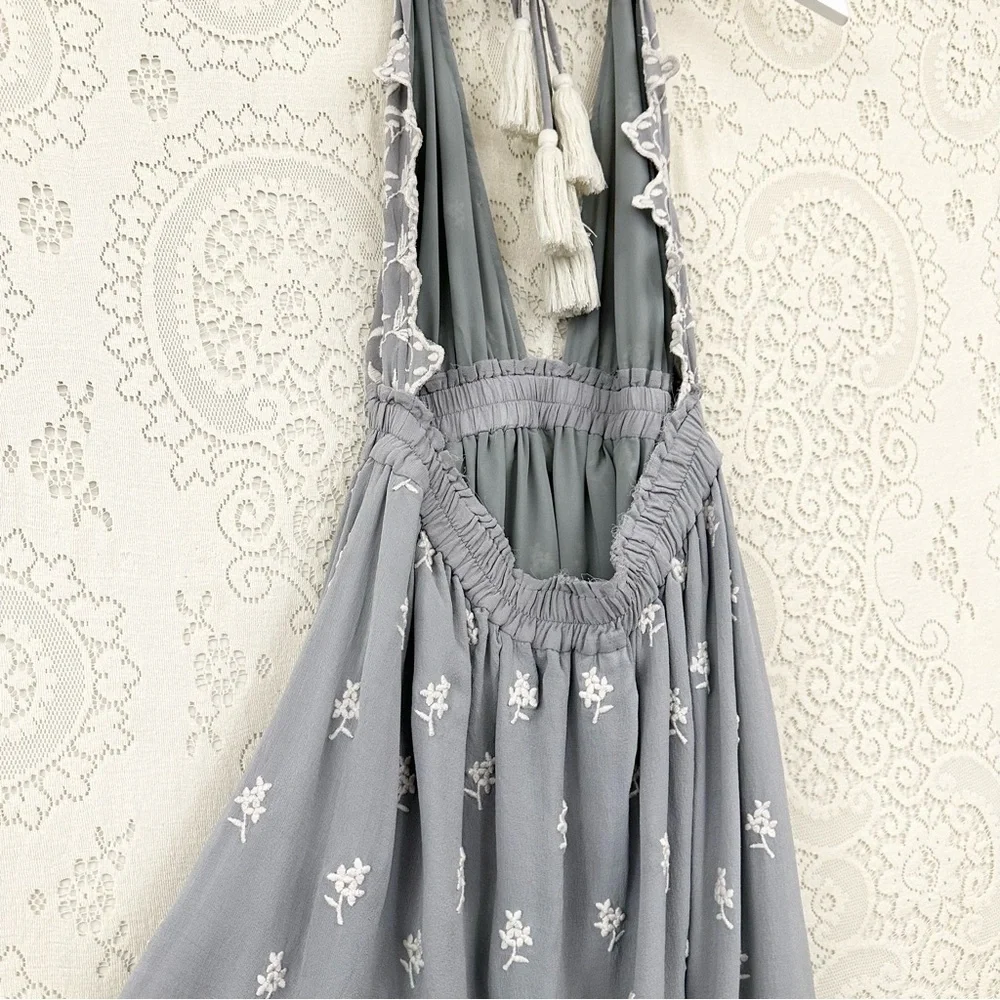 LoveShackFancy Isabel Dress in Dusty Sage Summer Garden - Picture 9 of 16